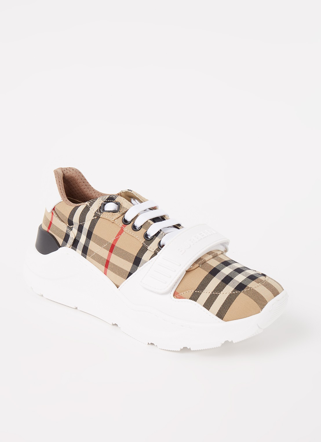 Burberry Regis sneaker met kalfsleren details - voorkant beige