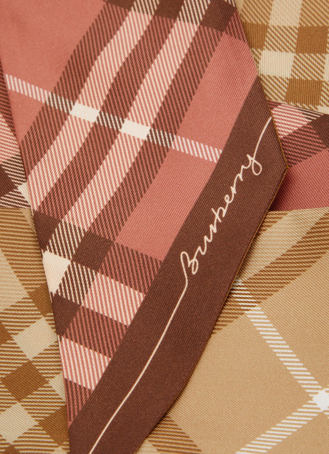 Burberry Reversible sjaal van zijde met ruitdessin 180 x 10 cm - detail beige