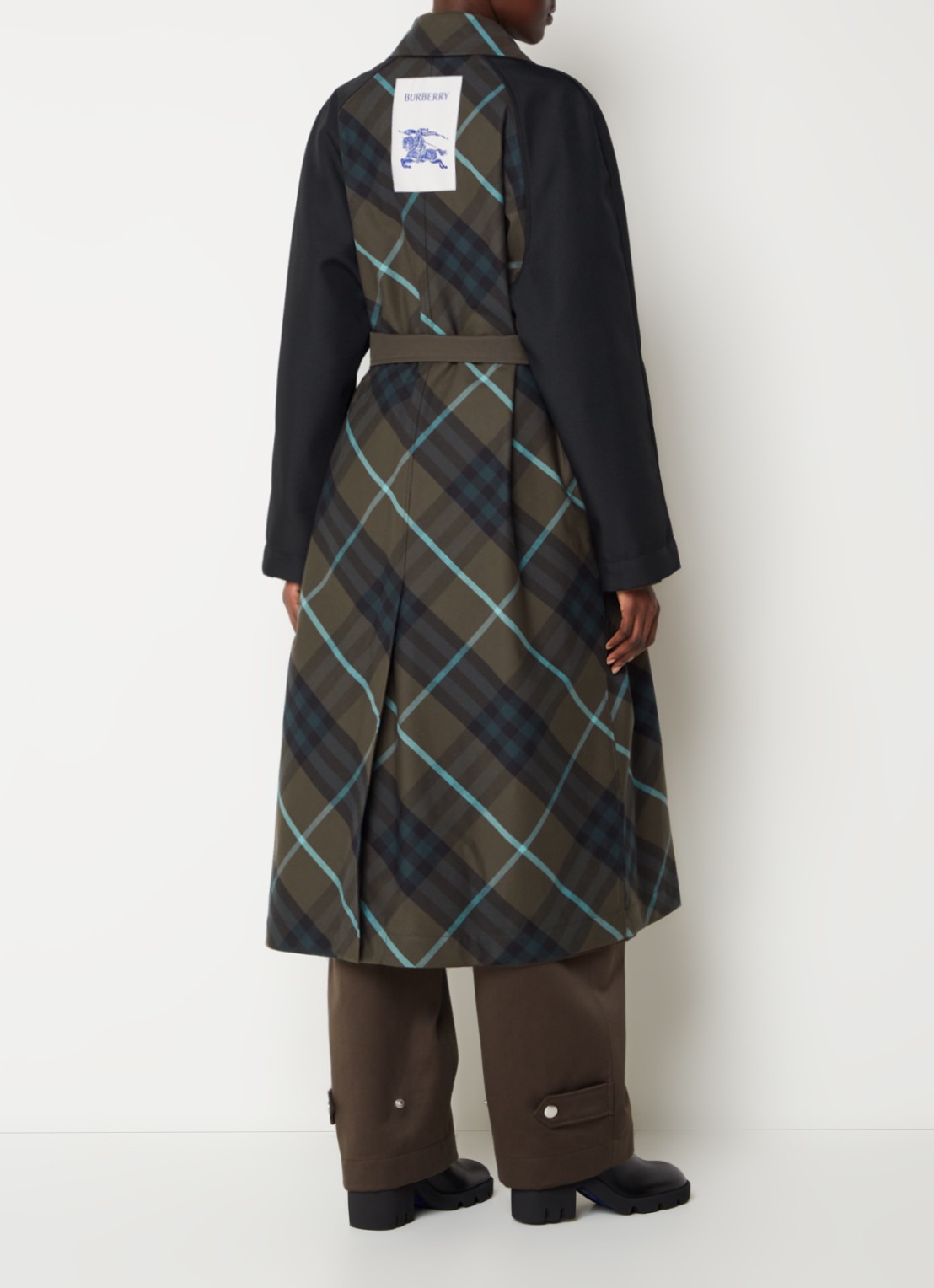 Burberry Reversible trenchcoat met steekzakken en ceintuur - achterkant donkergroen