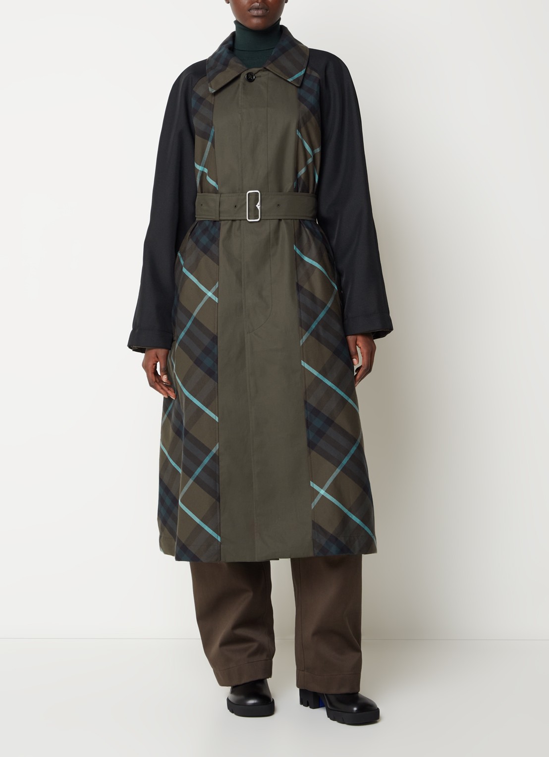 Burberry Reversible trenchcoat met steekzakken en ceintuur - detail 5 donkergroen