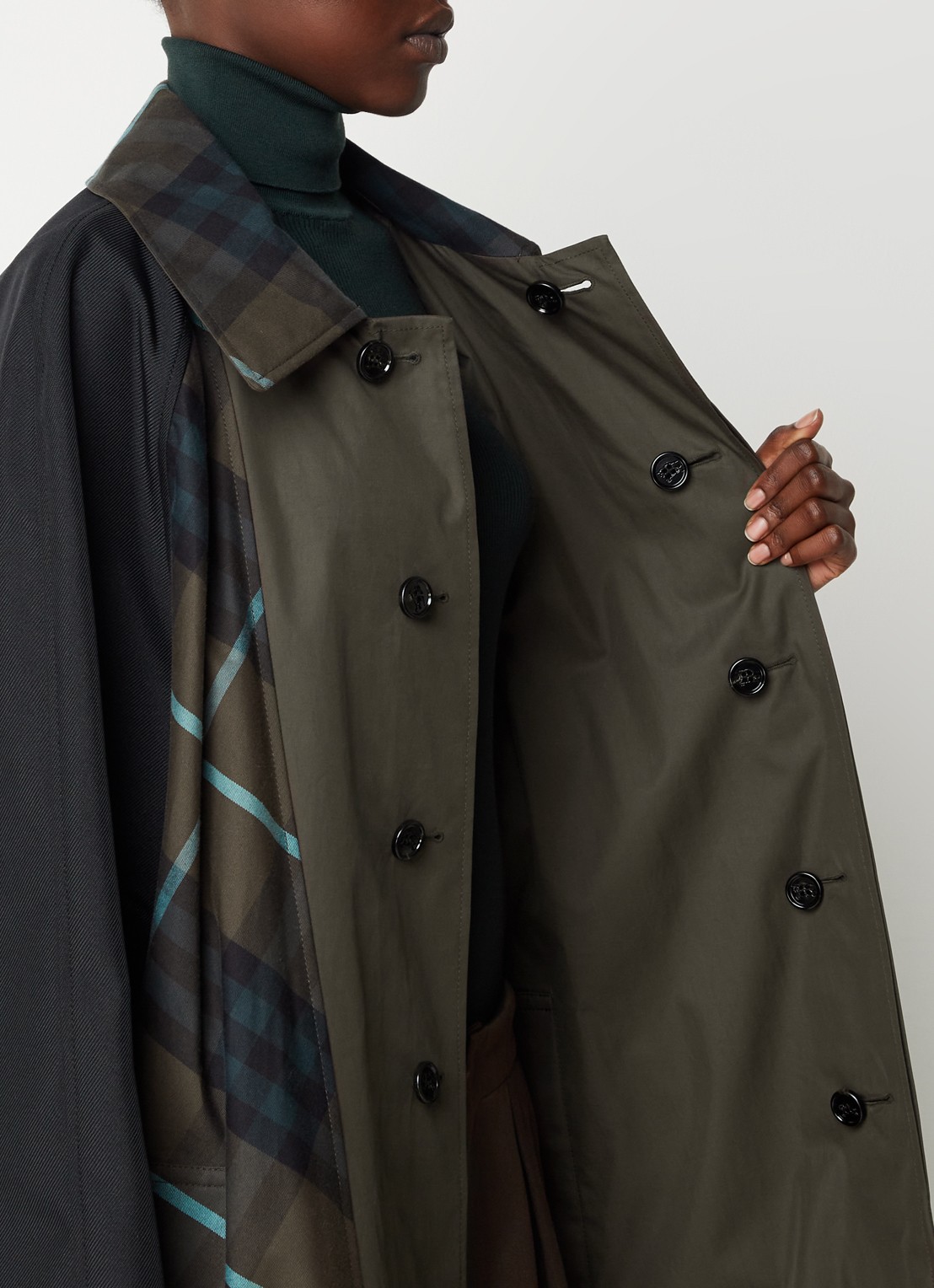 Burberry Reversible trenchcoat met steekzakken en ceintuur - detail 6 donkergroen