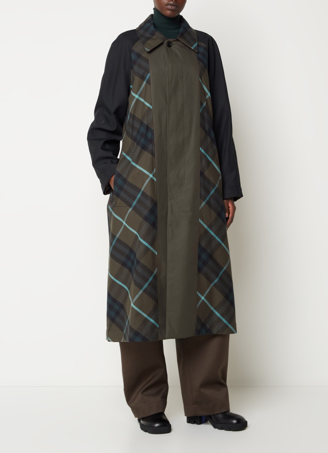 Burberry Reversible trenchcoat met steekzakken en ceintuur - voorkant 4 donkergroen