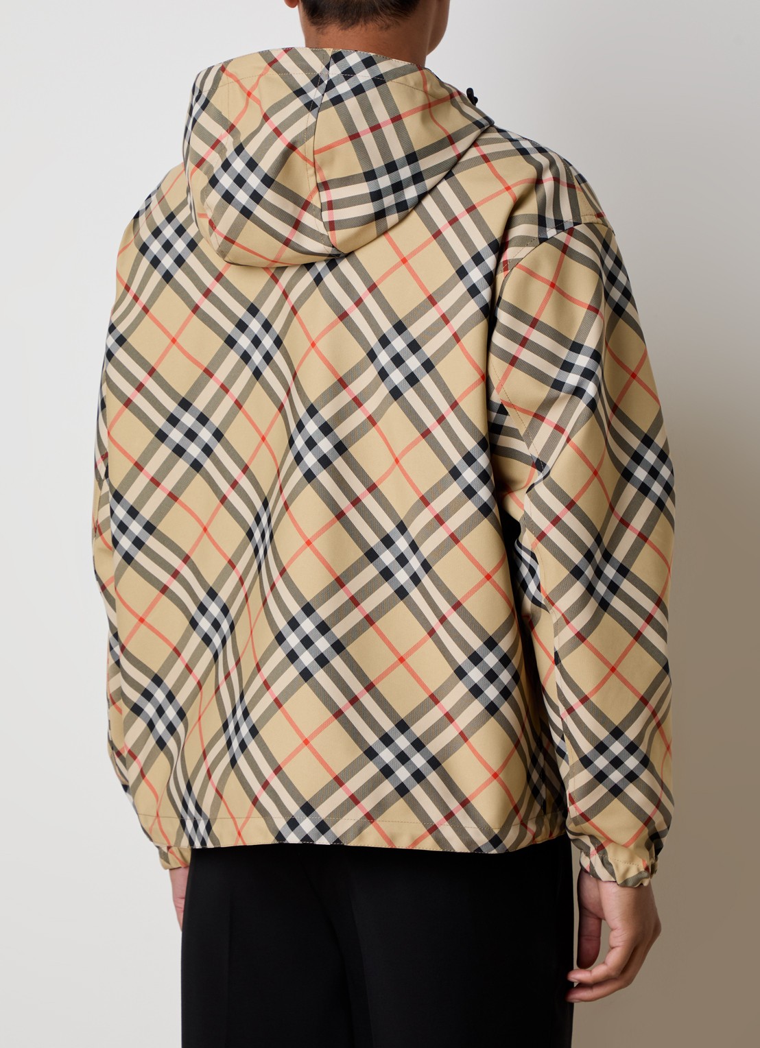 Burberry Reversible windjack met ruitdessin en capuchon - achterkant 4 zand