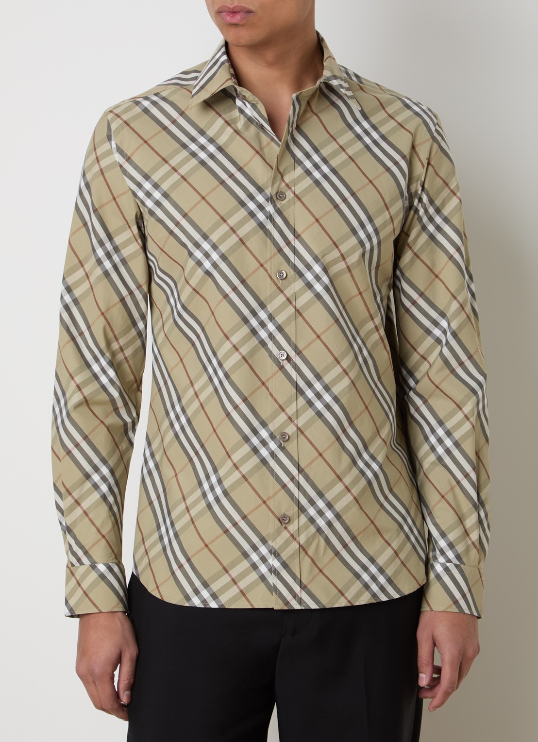 Burberry Robert regular fit overhemd met ruitdessin - detail khaki