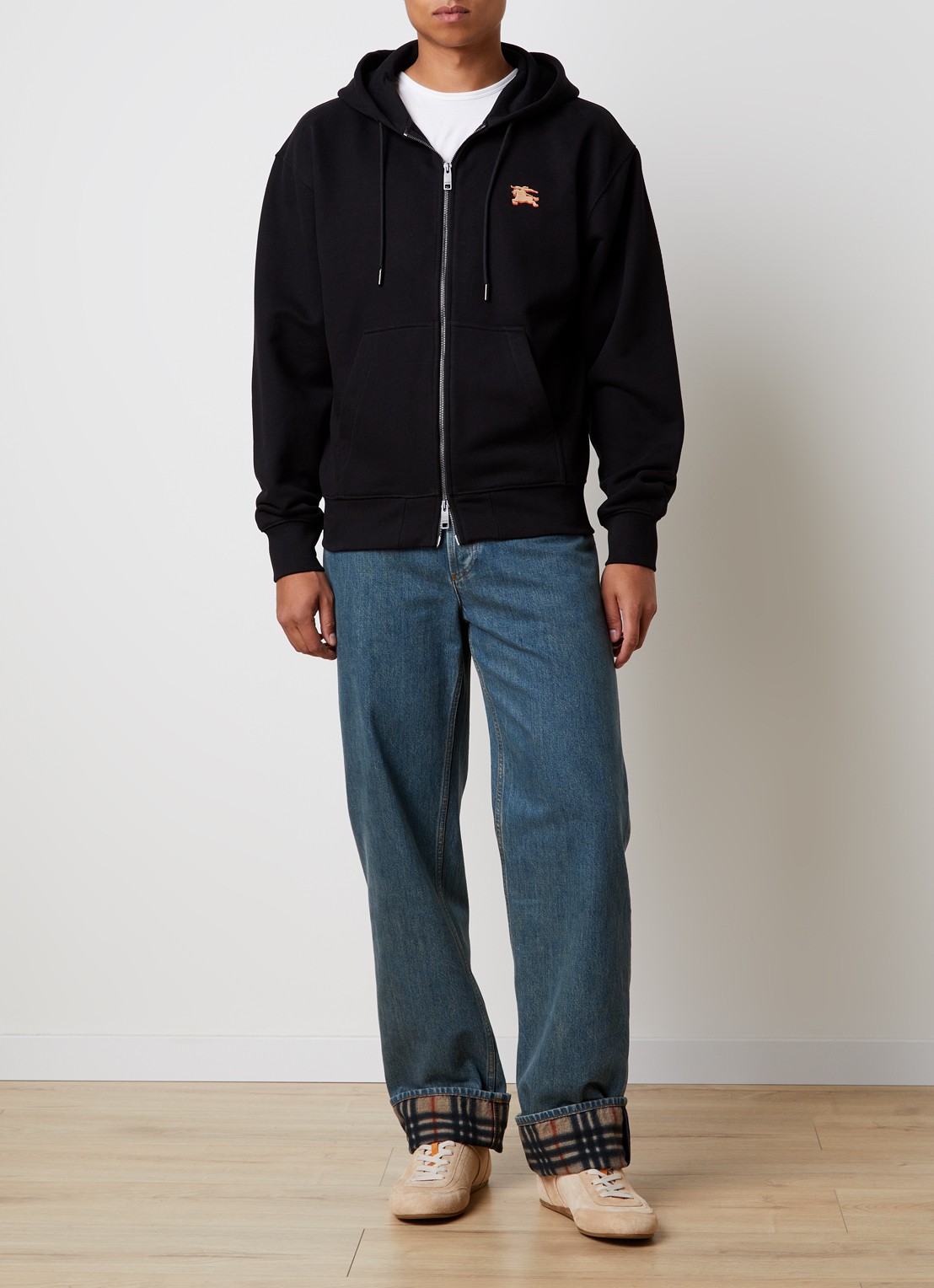 Burberry Rory sweatvest met logo- en backborduring - voorkant 2 zwart