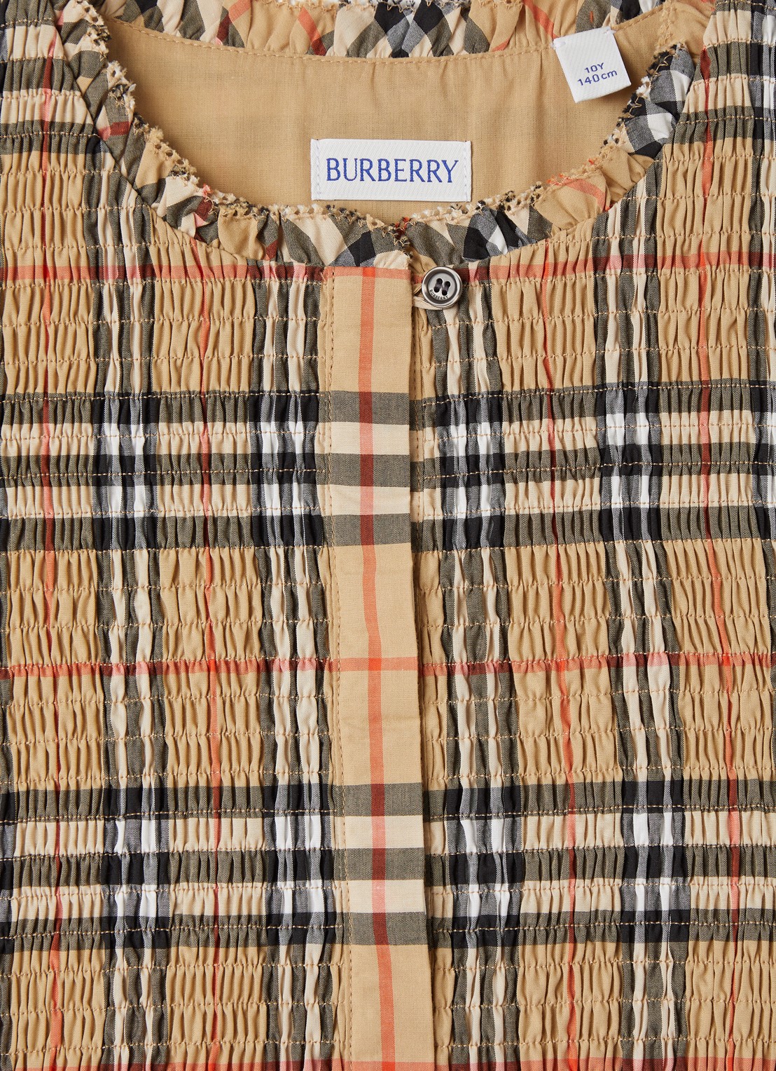 Burberry Rose jurk met ruitdessin - detail 3 zand