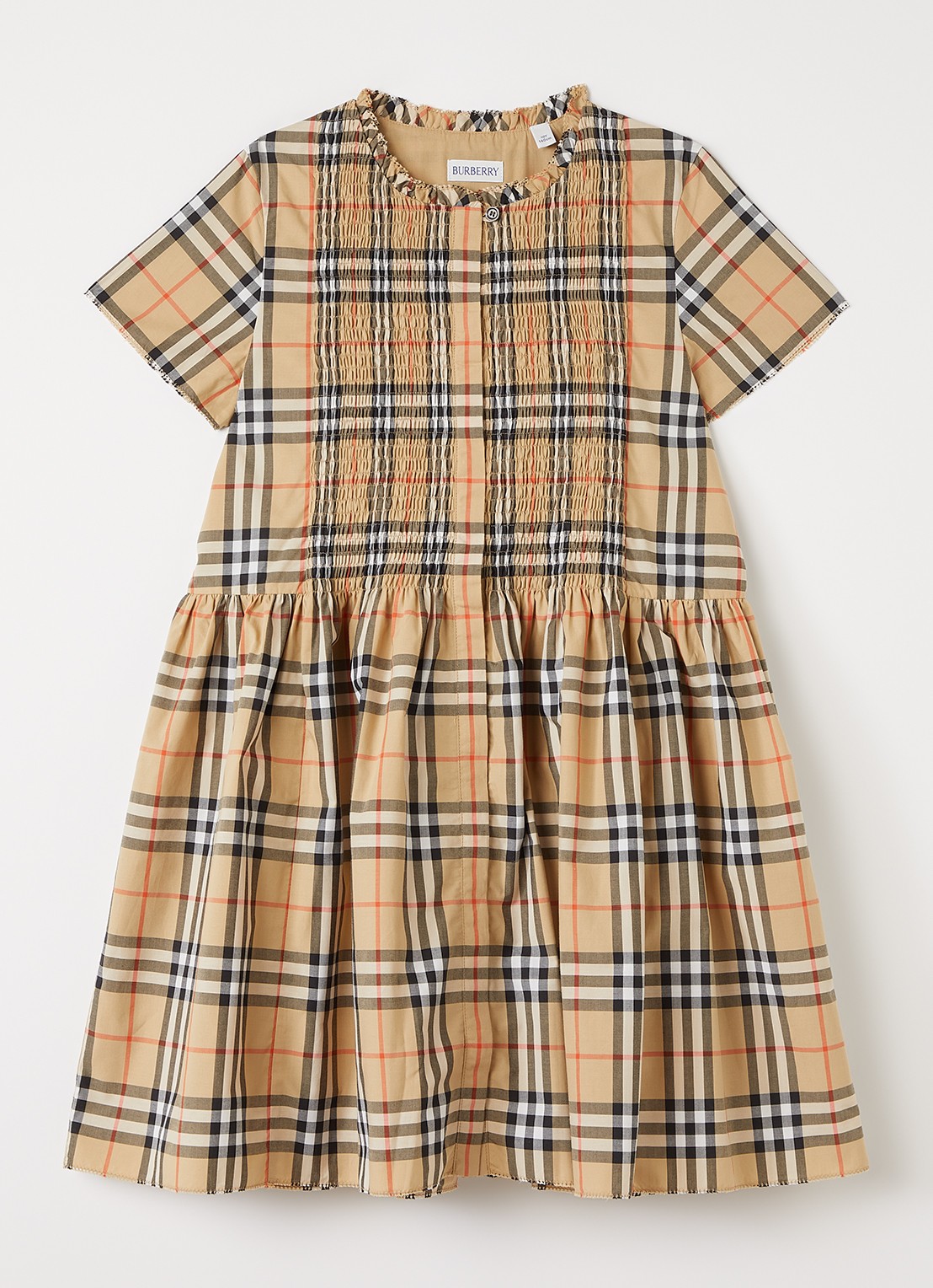 Burberry Rose jurk met ruitdessin - voorkant zand
