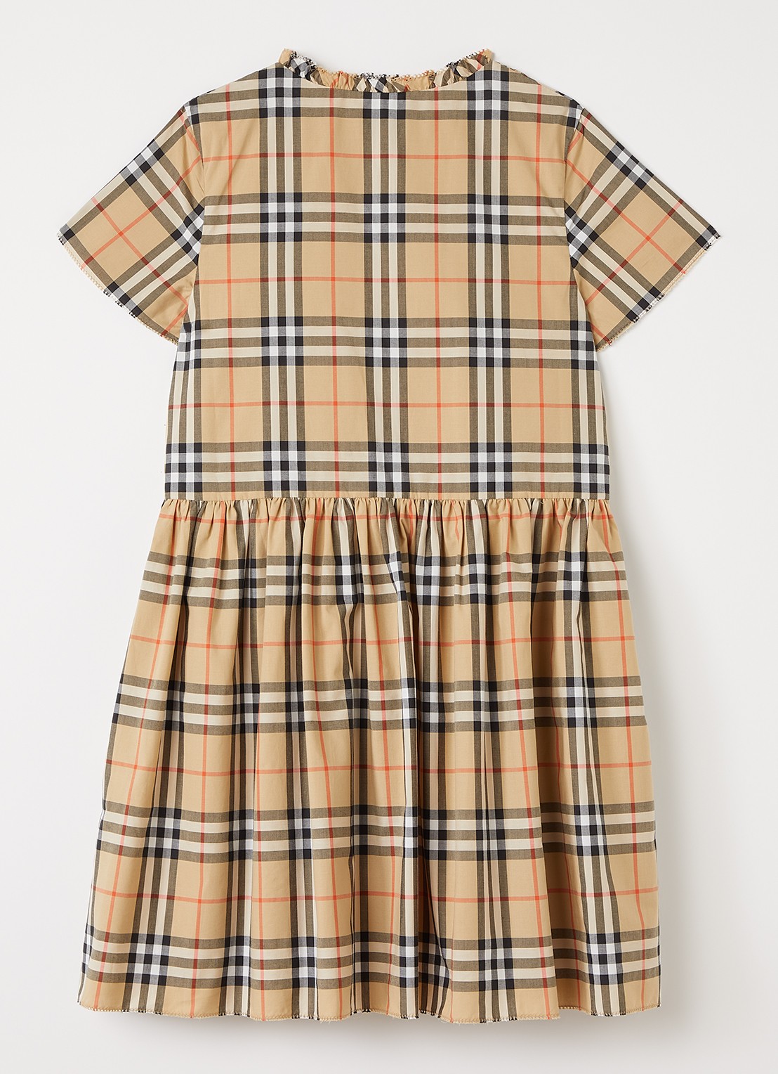 Burberry Rose jurk met ruitdessin - voorkant 2 zand