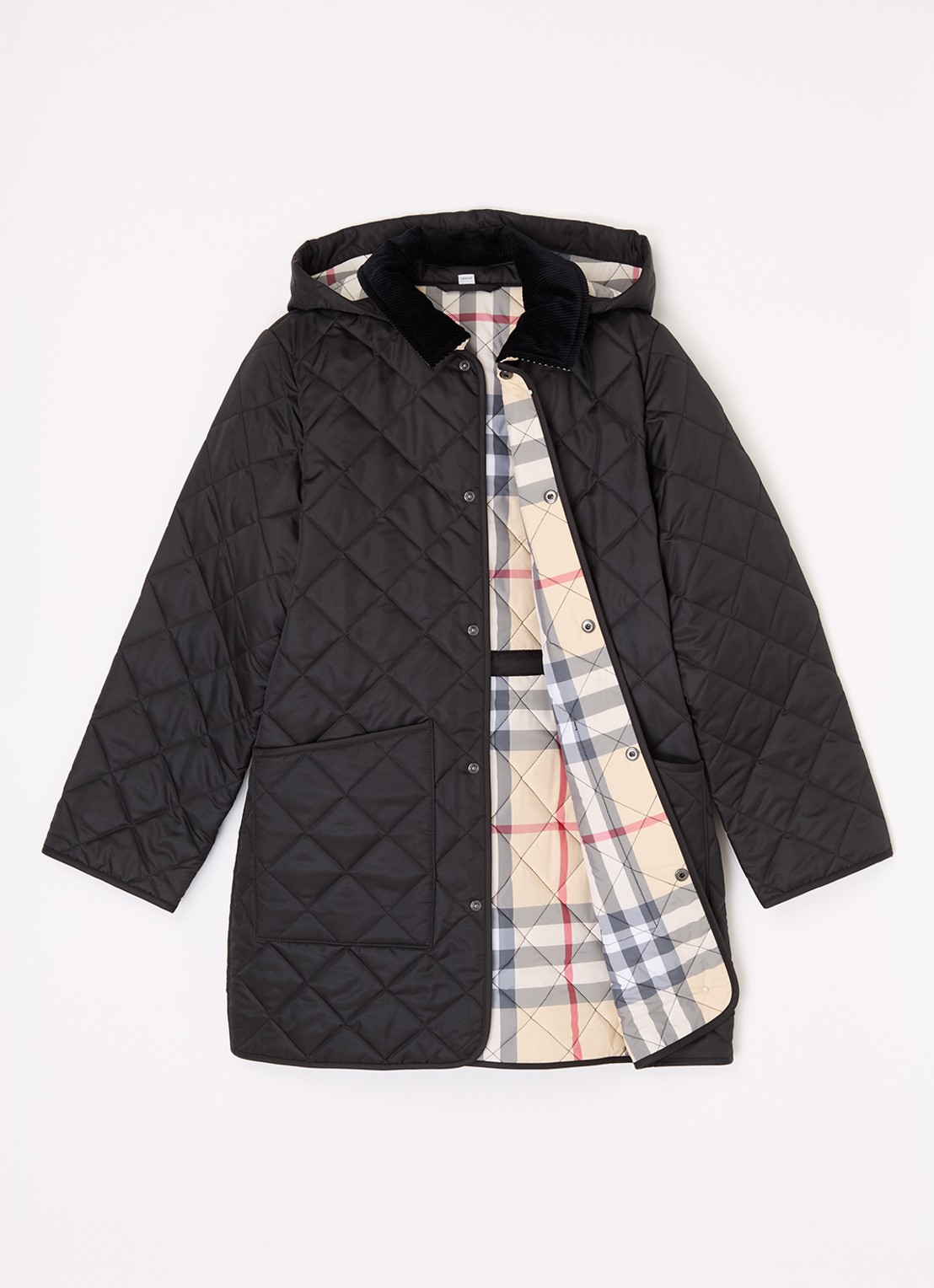 Burberry Rowan gewatteerde jas met quilt patroon - voorkant 2 zwart