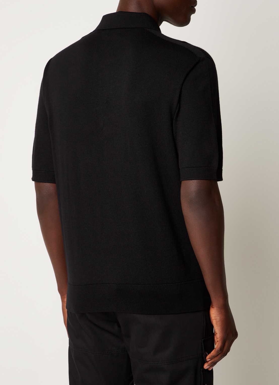 Burberry Rowanson regular fit fijgebreide polo in zijdeblend - achterkant 5 zwart