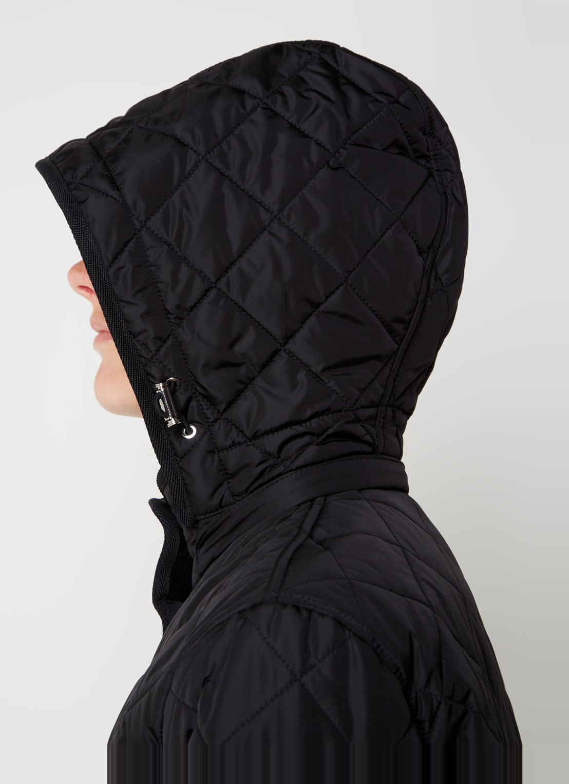 Burberry Roxbugh gewatteerde jas met afneembare capuchon en quilt patroon - detail 3 zwart