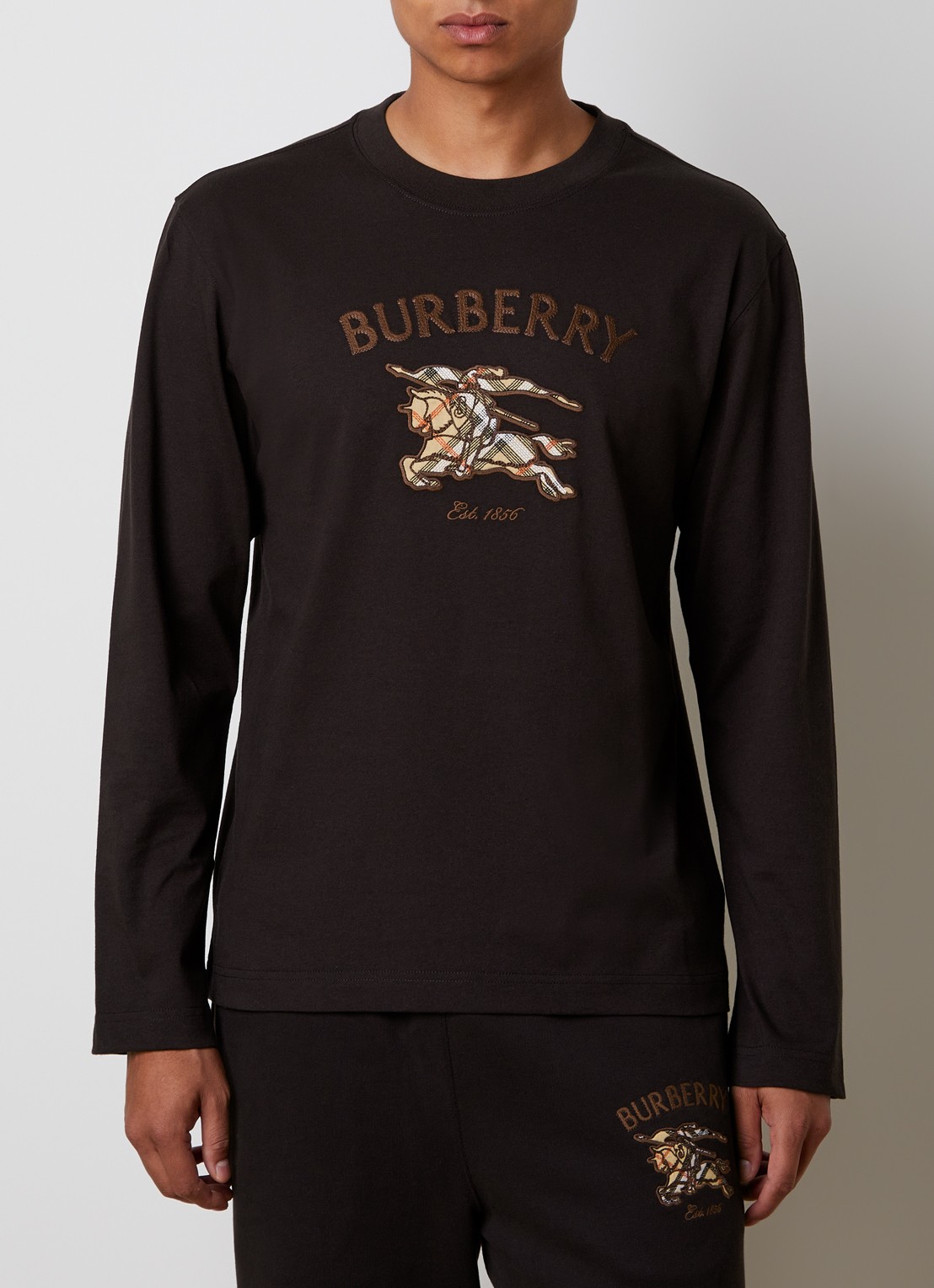 Burberry Ryan longsleeve met logoborduring - detail 4 chocoladebruin
