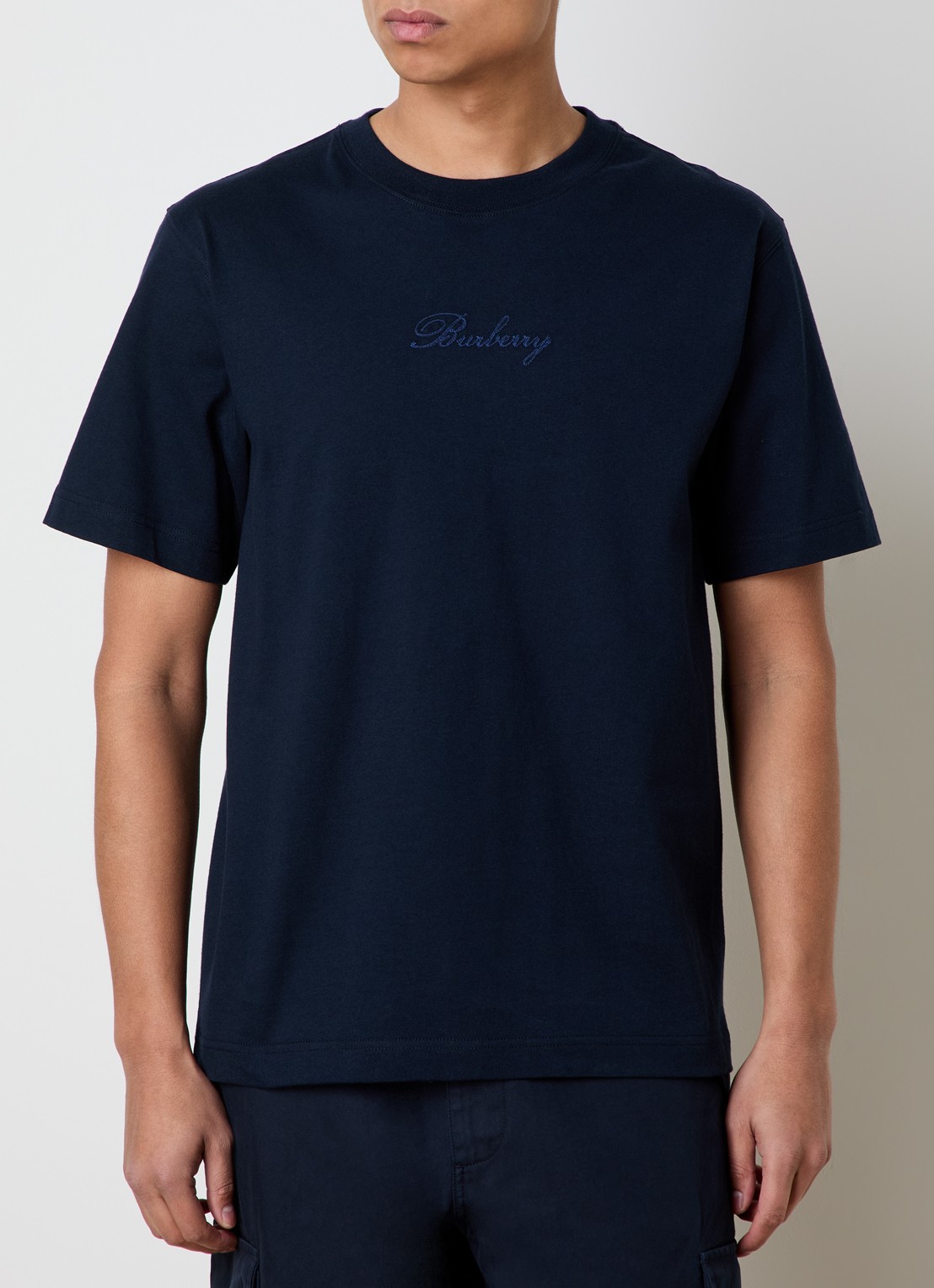 Burberry Ryan T-shirt met logoborduring - achterkant donkerblauw