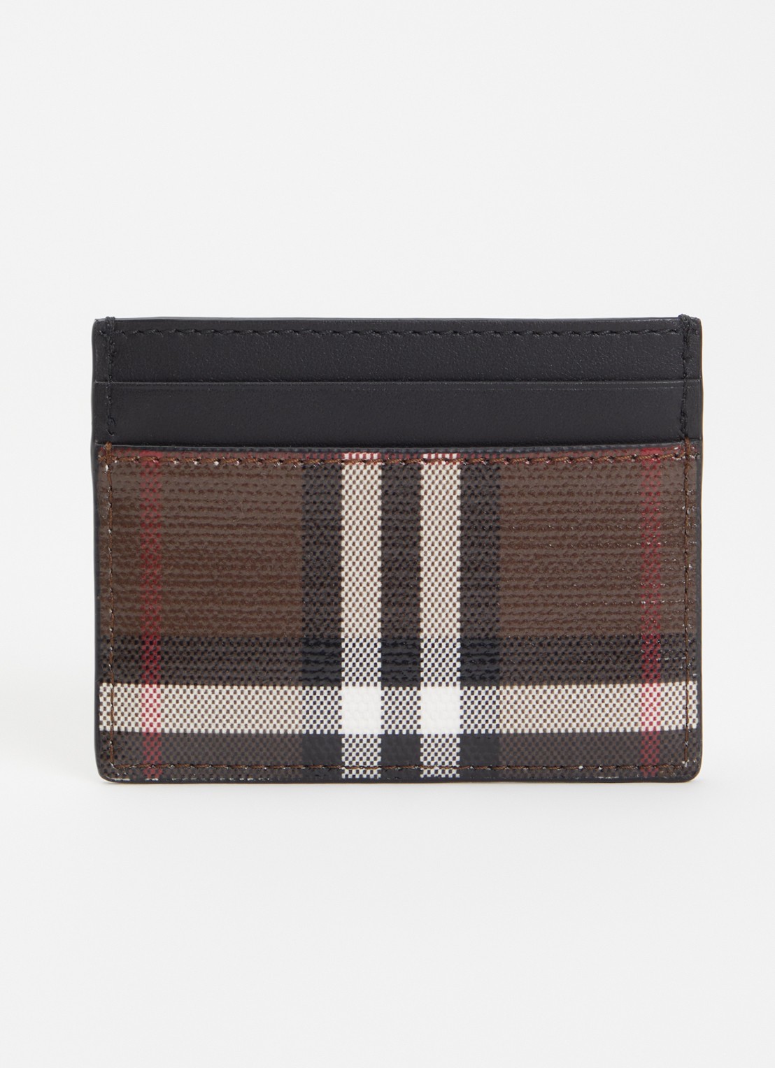Burberry Sandon pasjeshouder met ruitdessin en details van kalfsleer - achterkant donkerbruin