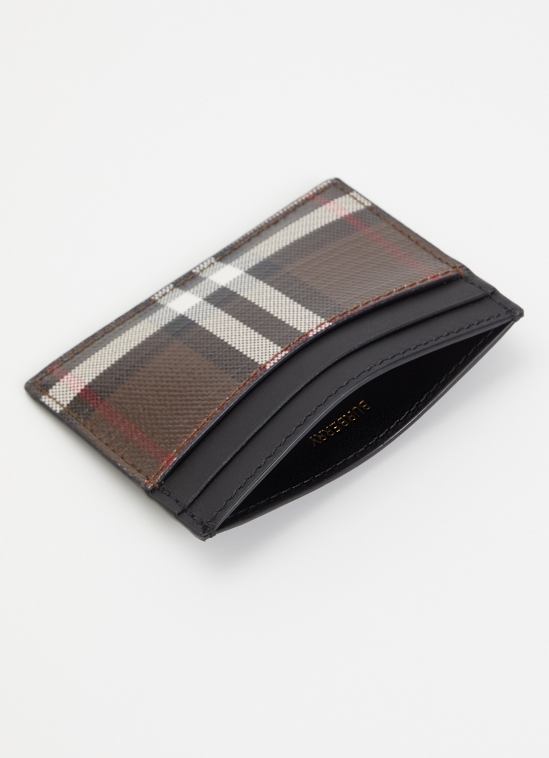 Burberry Sandon pasjeshouder met ruitdessin en details van kalfsleer - detail 2 donkerbruin