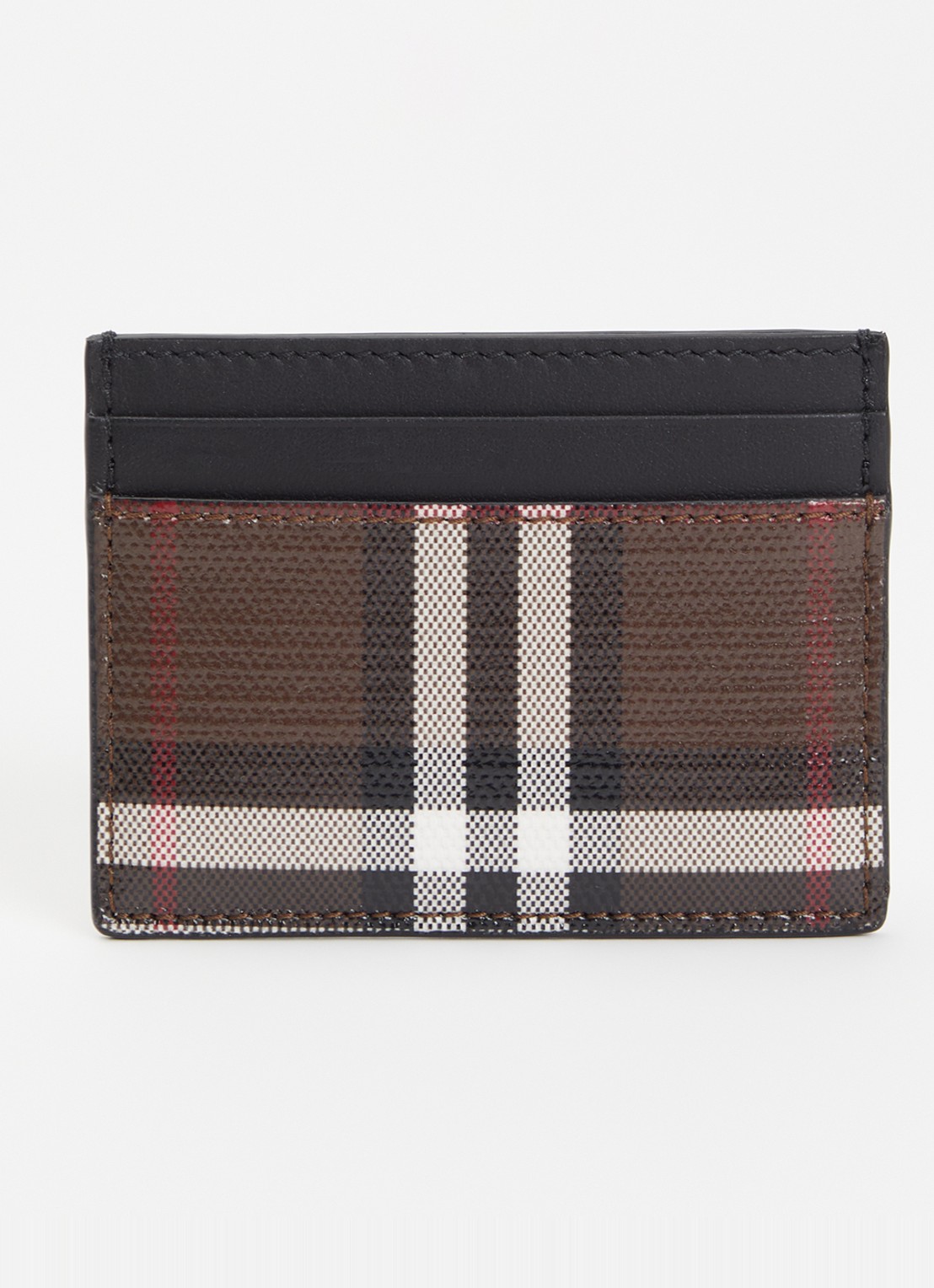 Burberry Sandon pasjeshouder met ruitdessin en details van kalfsleer - voorkant 3 donkerbruin