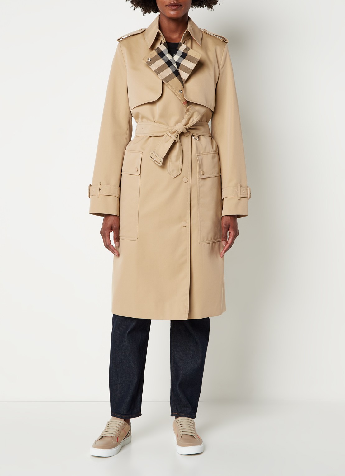 Burberry Sandridge trenchcoat met ceintuur - detail beige