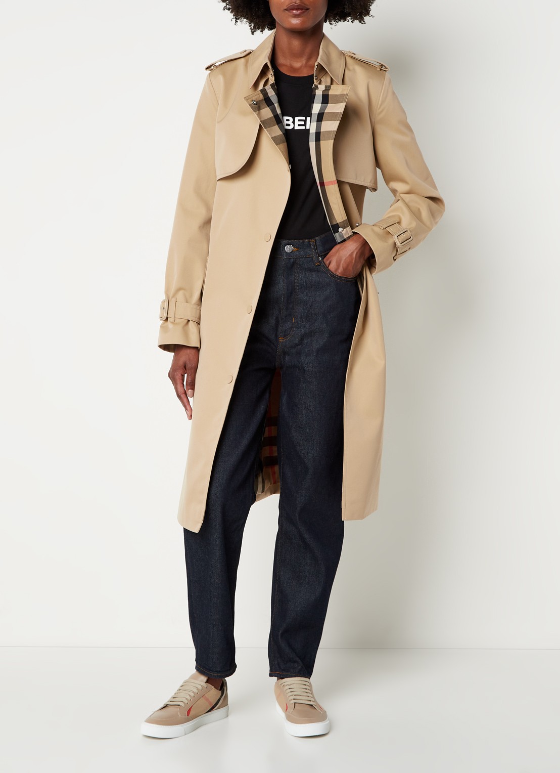 Burberry Sandridge trenchcoat met ceintuur - voorkant 3 beige