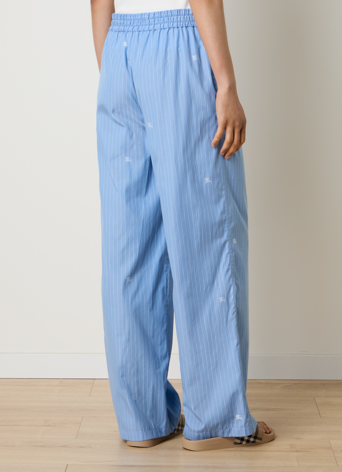 Burberry Sandrine mid waist wide fit broek met logoprint - achterkant 5 blauw
