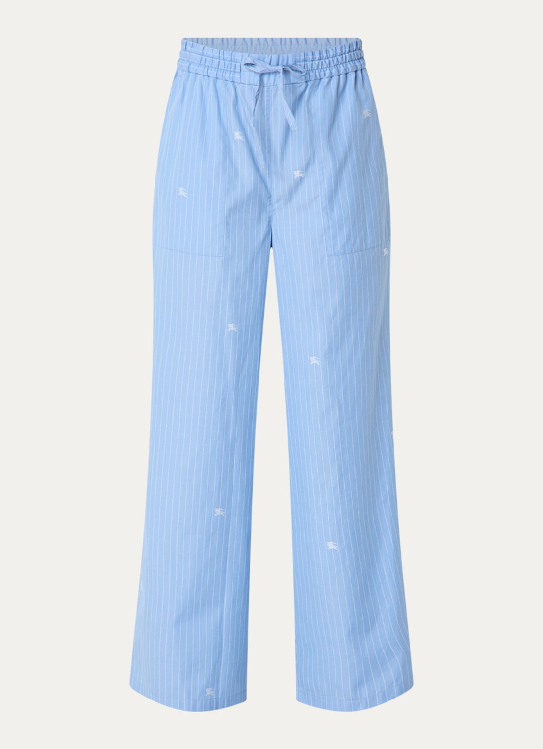 Burberry Sandrine mid waist wide fit broek met logoprint - voorkant blauw