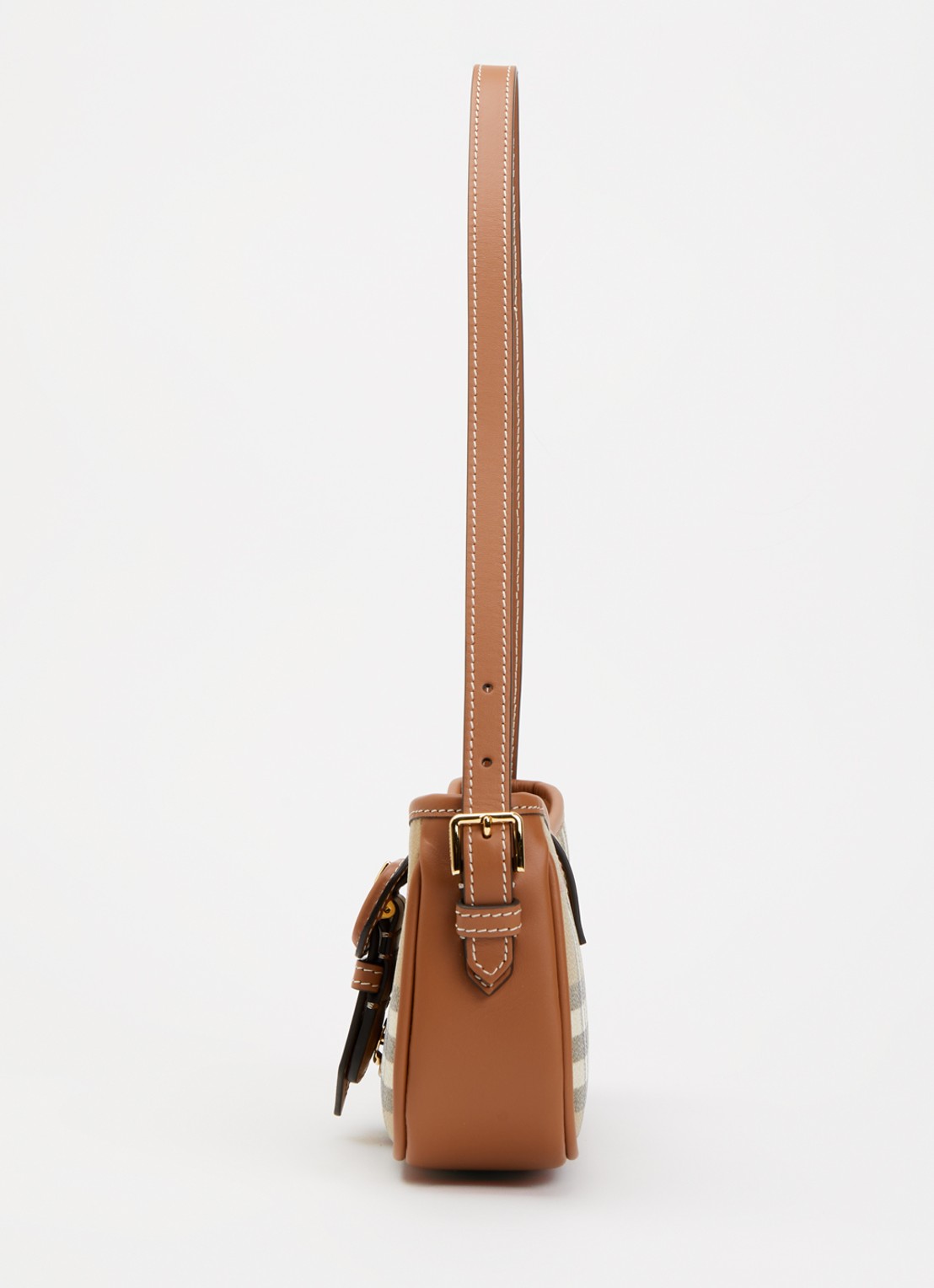 Burberry Schoudertas met lamsleren details en ruitdessin - detail 3 roodbruin