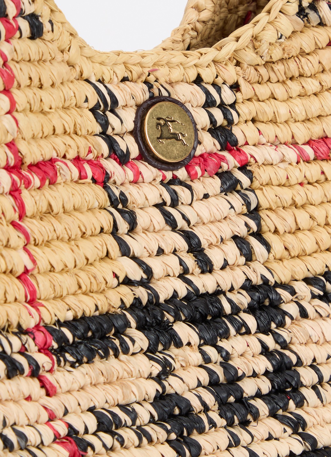 Burberry Schoudertas van raffia met ruitdessin - detail 3 beige