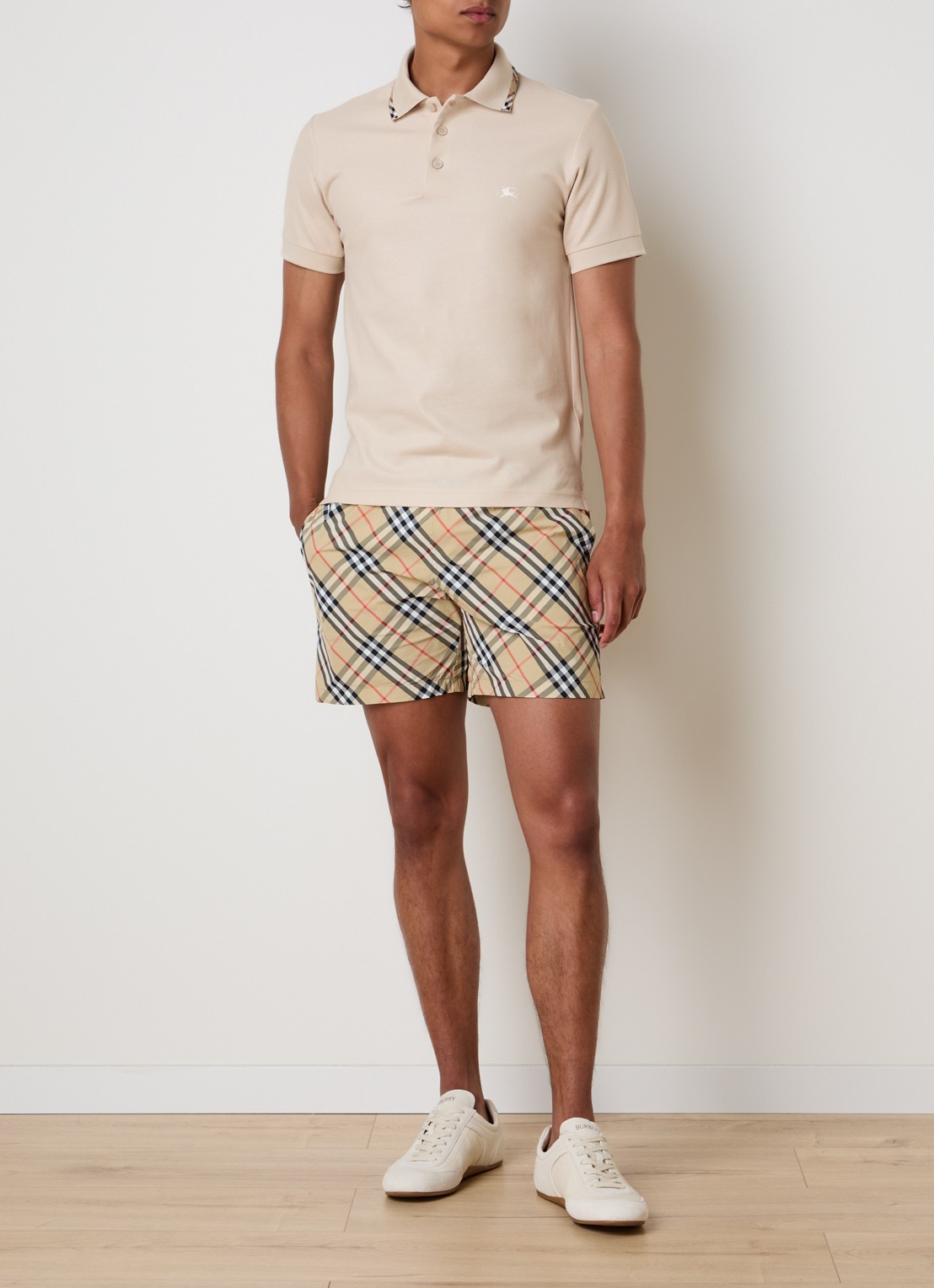 Burberry Seb zwemshorts met ruitdessin - voorkant 4 beige