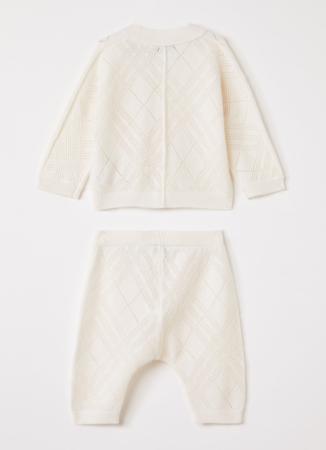 Burberry Set van grofgebreid vest en broek - voorkant 2 ivoor