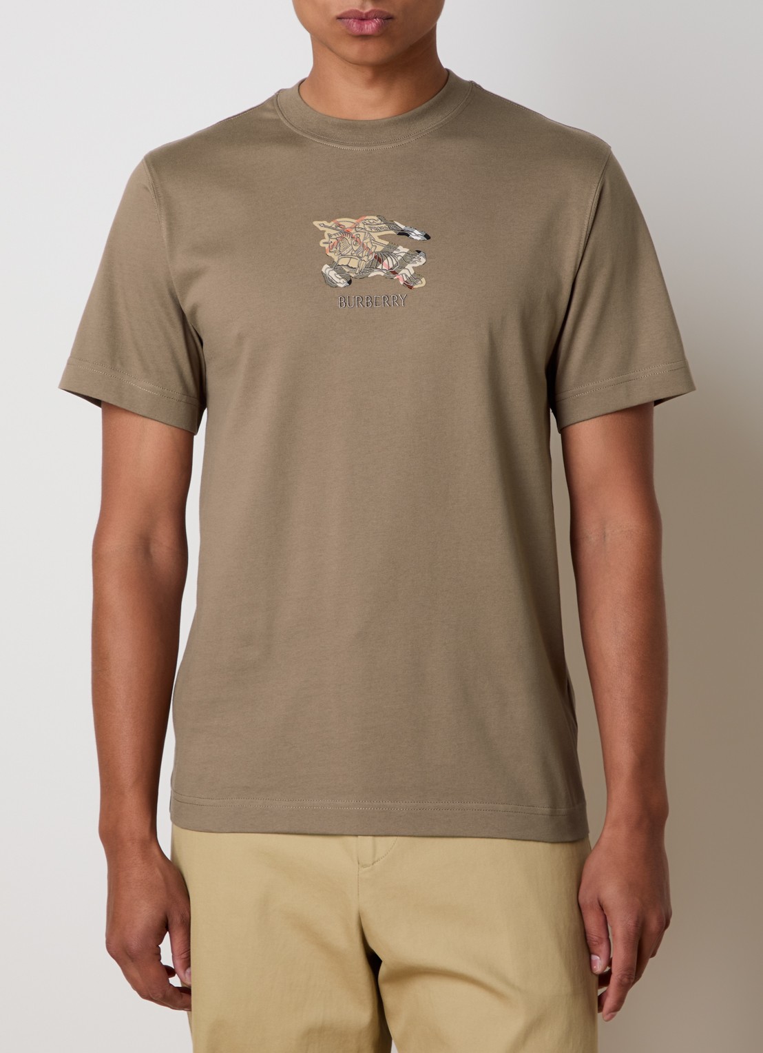Burberry Seth T-shirt met logoborduring  - detail 4 khaki