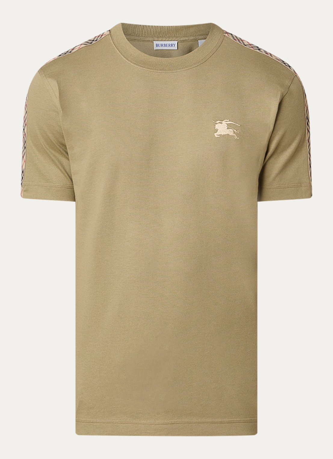 Burberry Seth T-shirt met logoborduring - voorkant mosgroen