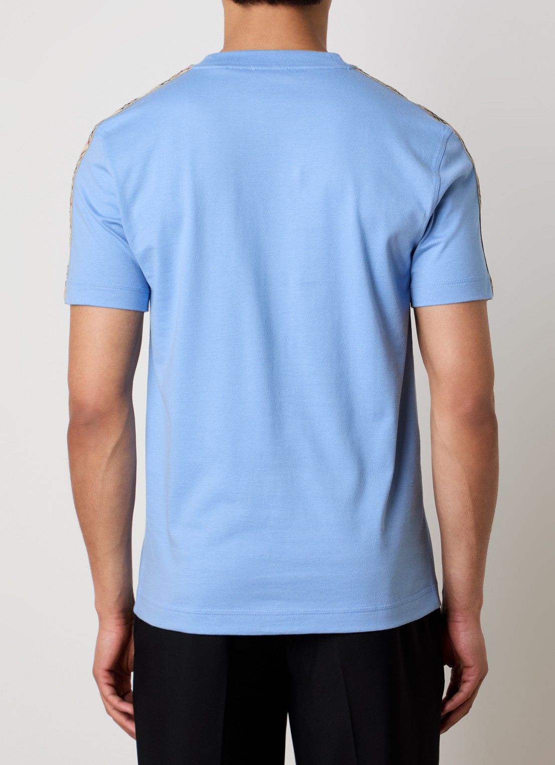 Burberry Seth T-shirt met logoborduring - achterkant staalblauw