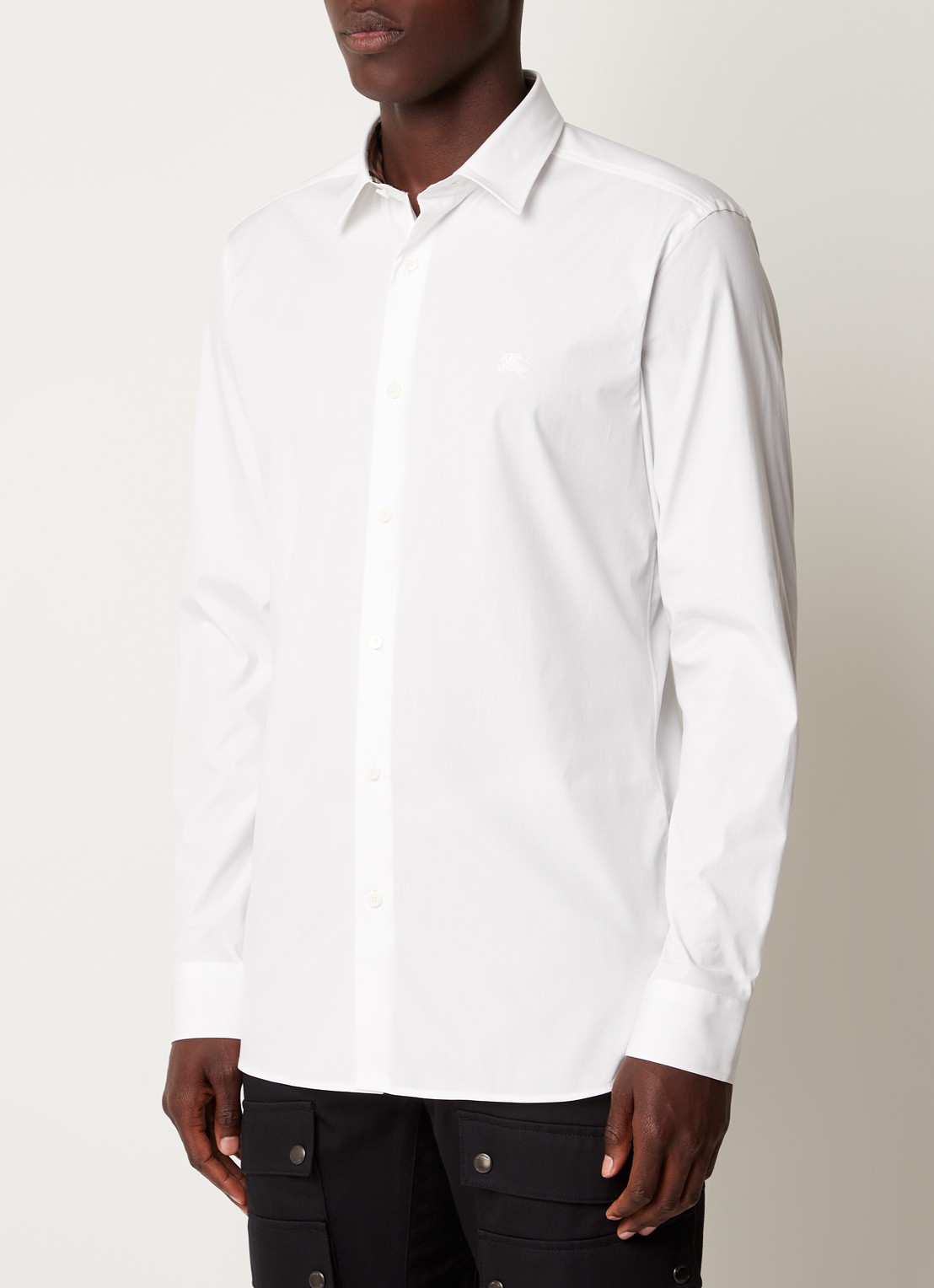 Burberry Sherfield slim fit overhemd met stretch  - detail wit