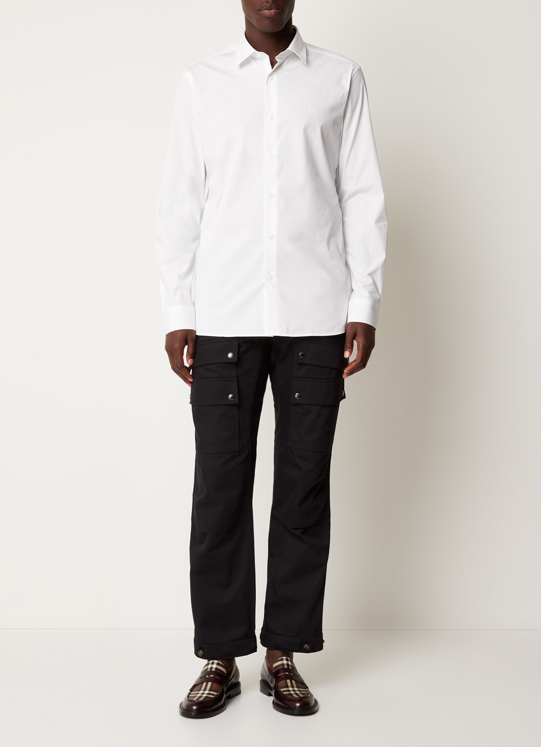 Burberry Sherfield slim fit overhemd met stretch  - voorkant 4 wit