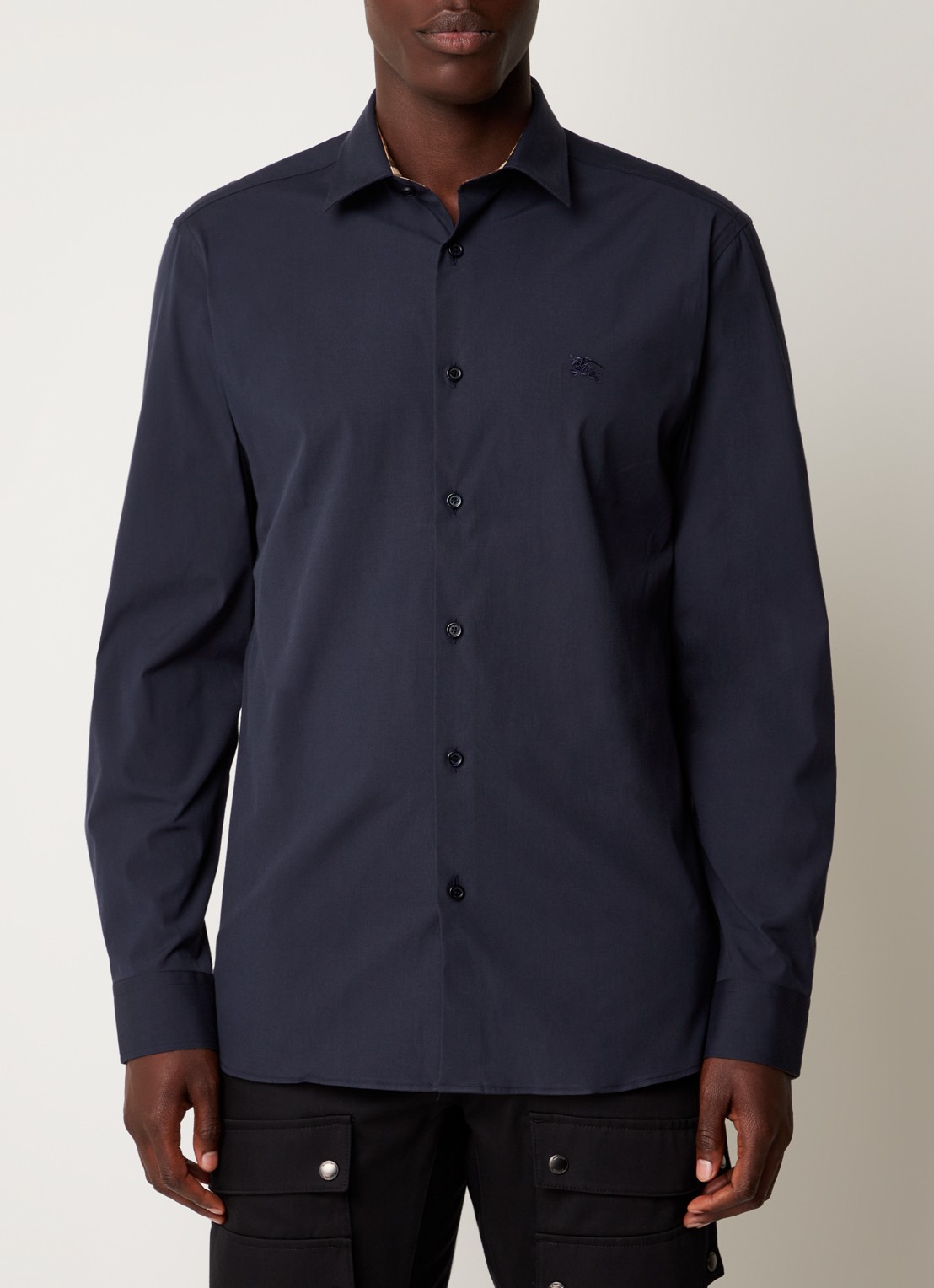 Burberry Sherfield slim fit overhemd met stretch  - detail 4 blauw