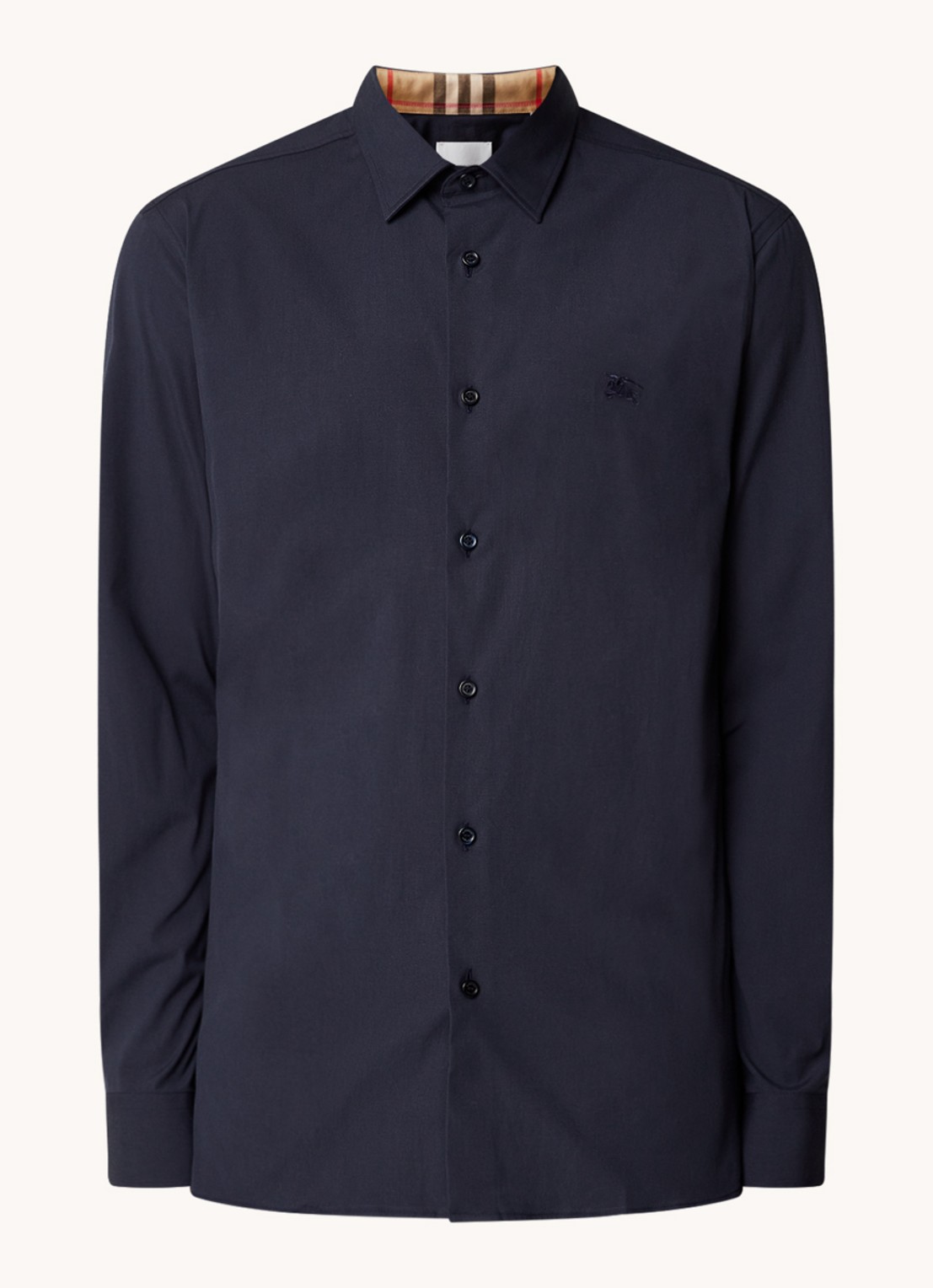 Burberry Sherfield slim fit overhemd met stretch  - voorkant blauw