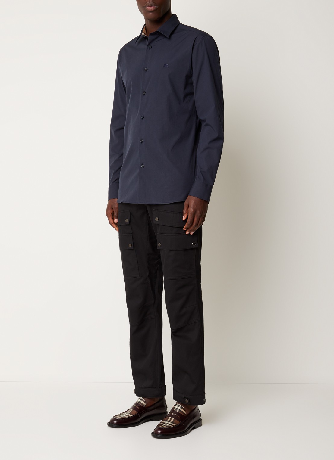 Burberry Sherfield slim fit overhemd met stretch  - voorkant 2 blauw