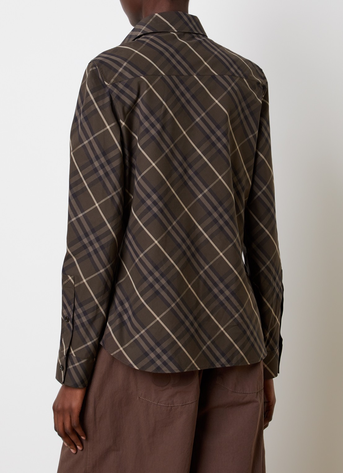 Burberry Simone blouse met ruitdessin - achterkant 5 donkerbruin