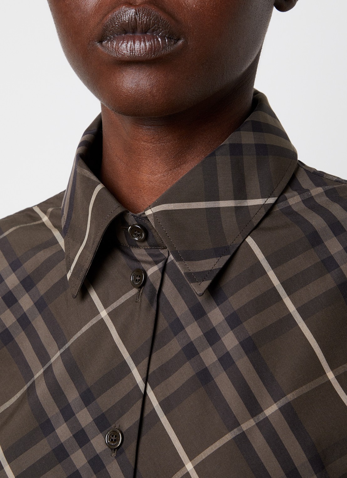 Burberry Simone blouse met ruitdessin - detail 2 donkerbruin