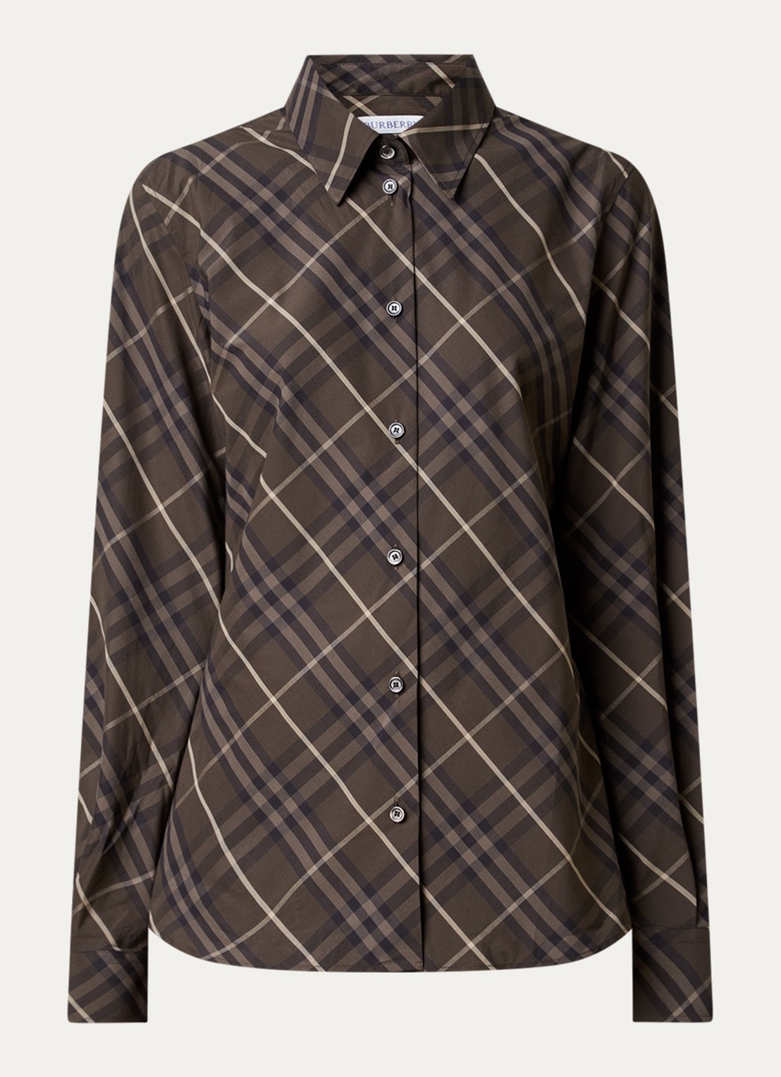 Burberry Simone blouse met ruitdessin - voorkant 3 donkerbruin