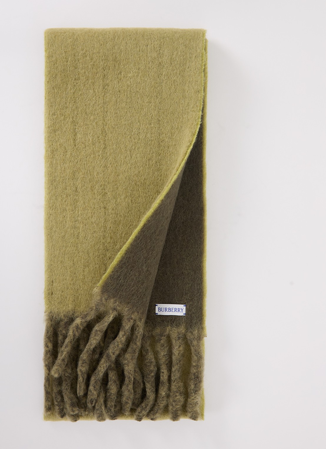 Burberry Sjaal in alpaca wolblend 185 x 20 cm - voorkant mosgroen