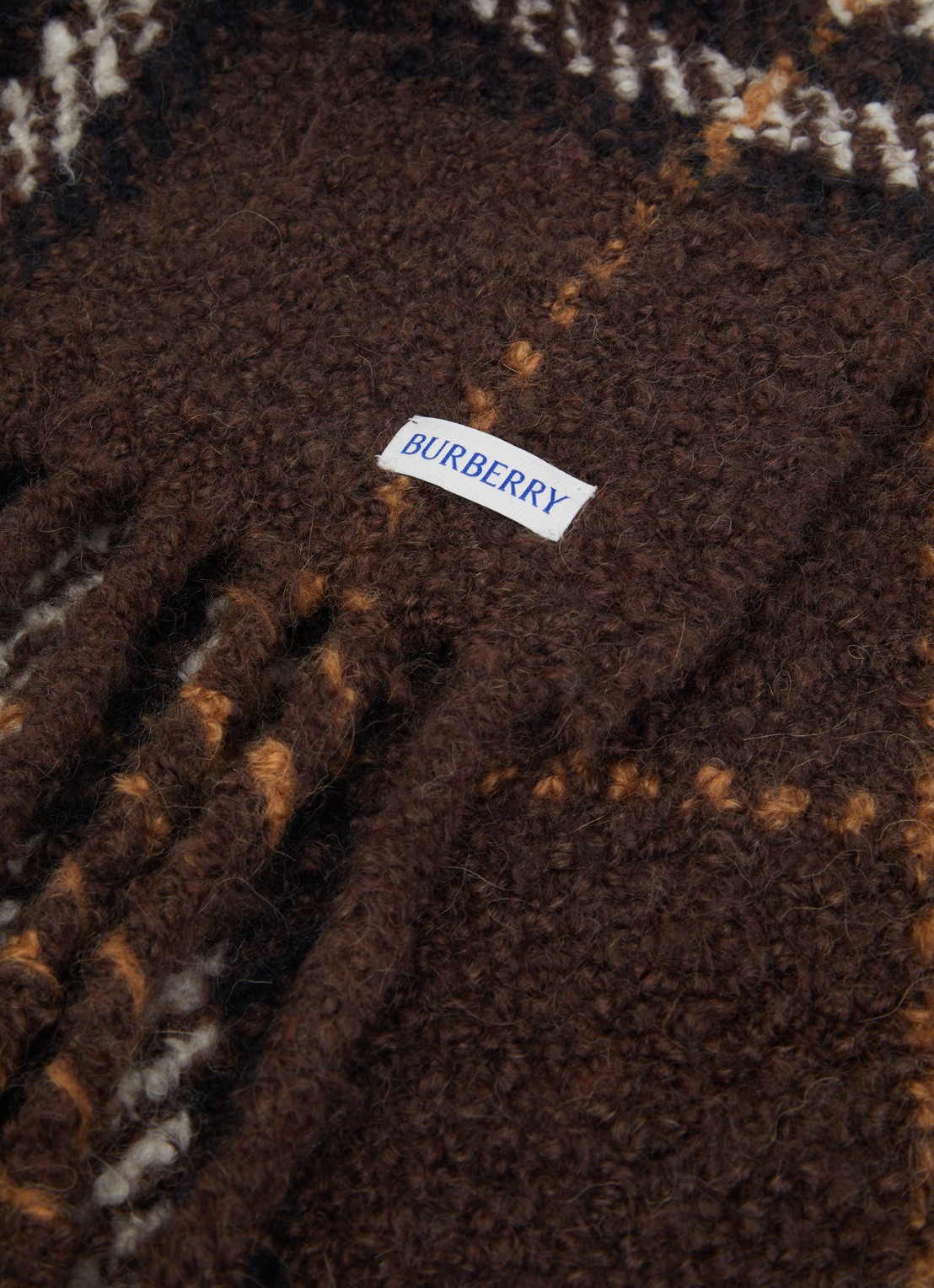 Burberry Sjaal in alpaca wolblend met ruitdessin 168 x 30 cm - detail bruin