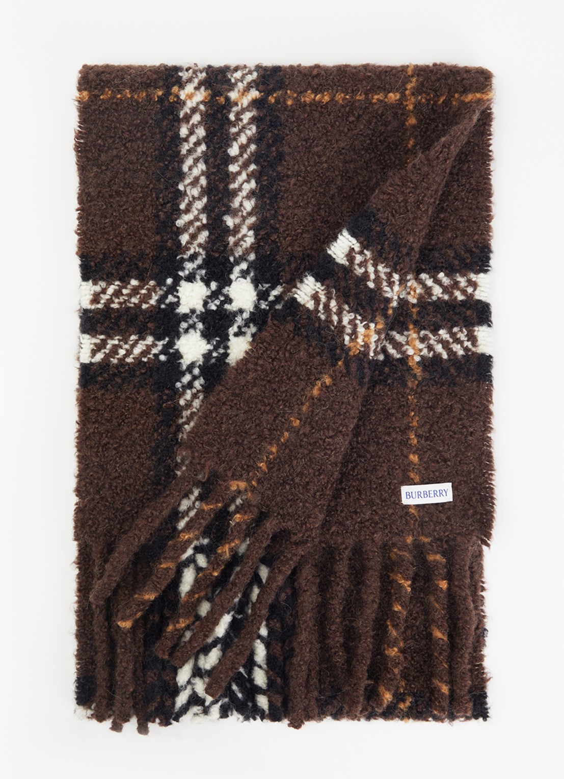 Burberry Sjaal in alpaca wolblend met ruitdessin 168 x 30 cm - voorkant 2 bruin