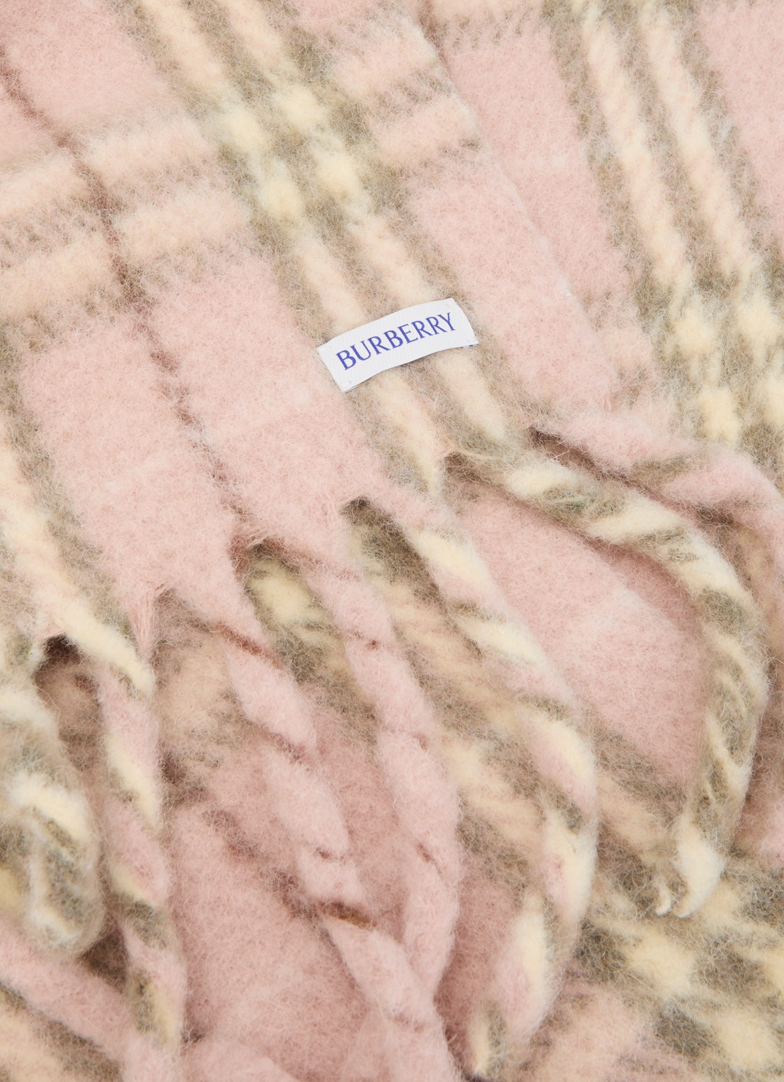 Burberry Sjaal in alpaca wolblend met ruitdessin 200 x 20 cm - detail 2 lichtroze