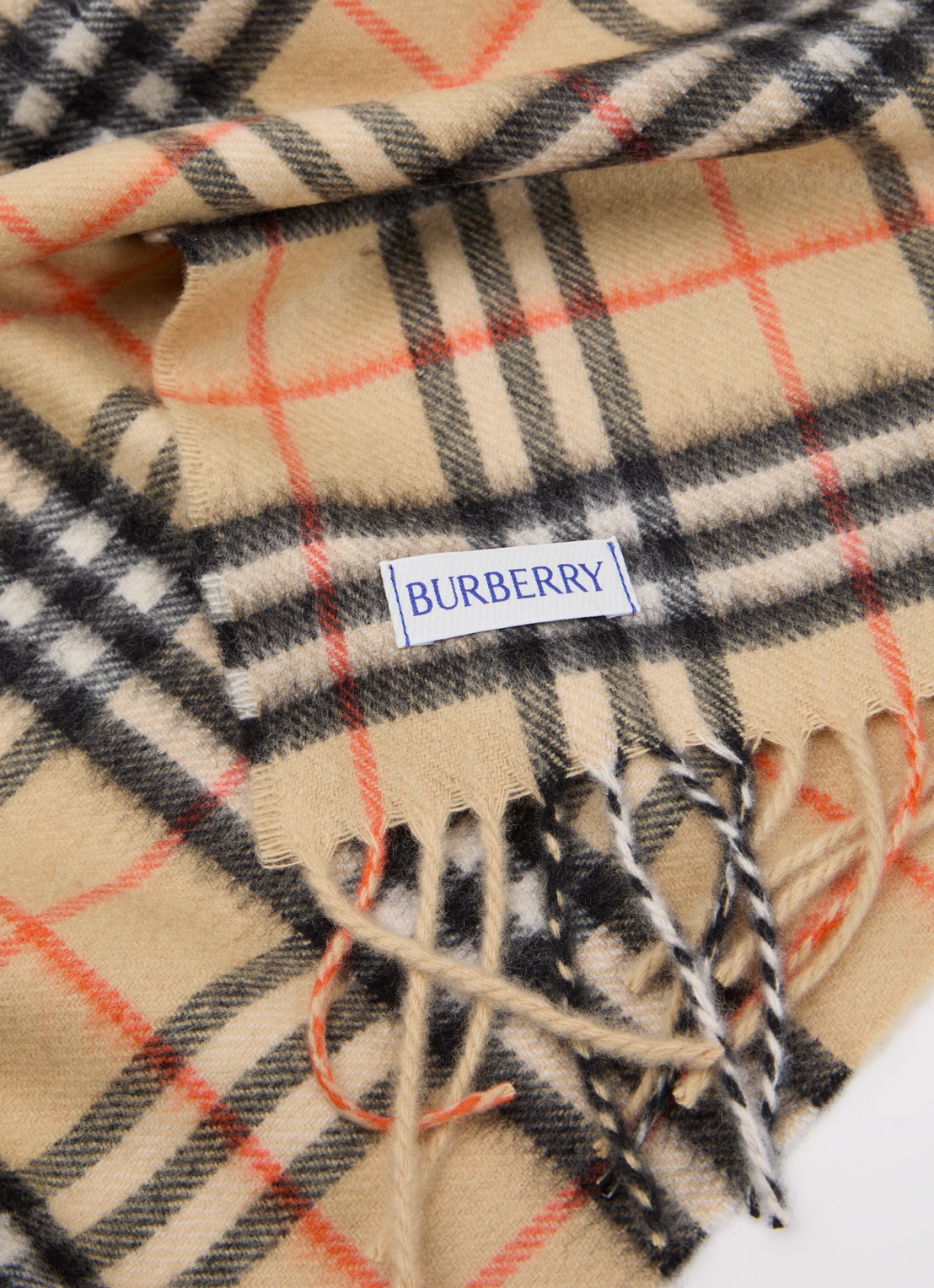 Burberry Sjaal van kasjmier met ruitdessin 125 x 25 cm - detail 2 zand