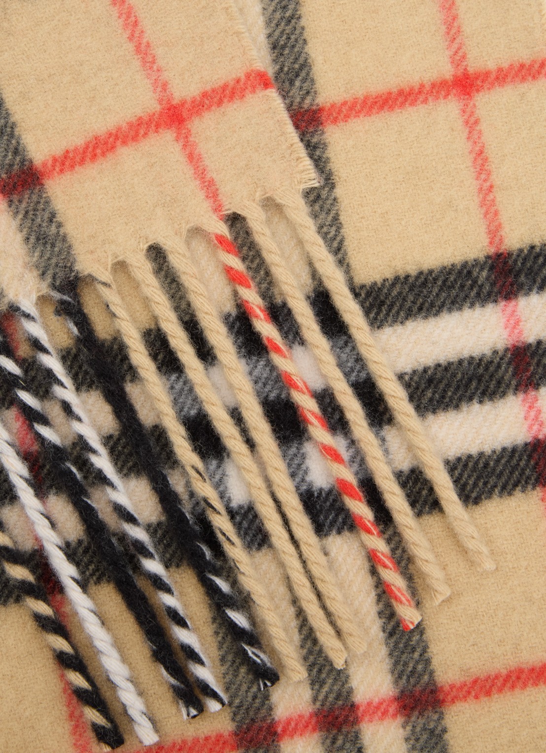 Burberry Sjaal van kasjmier met ruitdessin 168 x 15 cm - detail camel