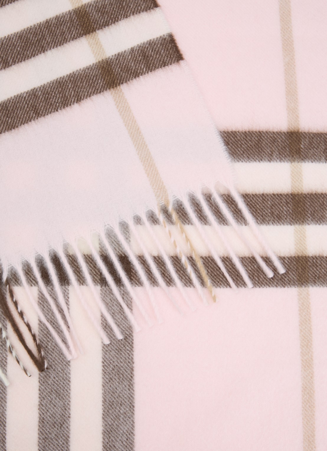 Burberry Sjaal van kasjmier met ruitdessin 168 x 30 cm - detail roze