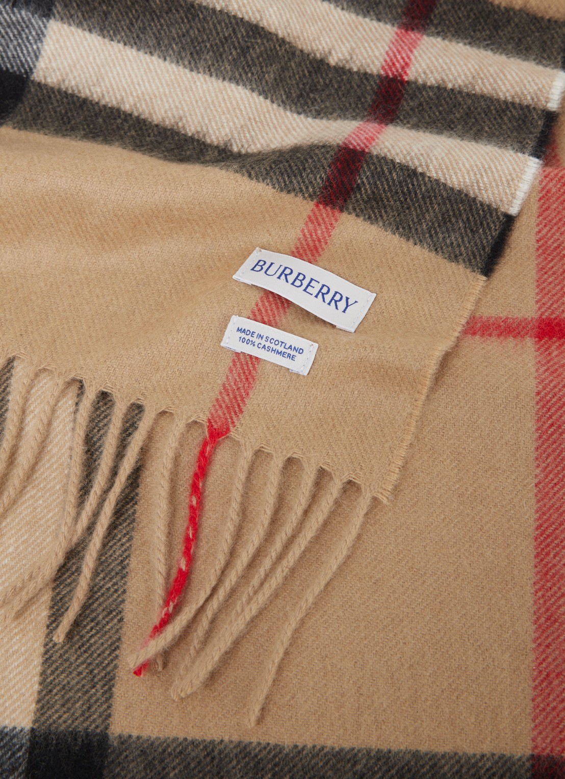 Burberry Sjaal van kasjmier met ruitdessin 170 x 30 cm  - detail 2 beige