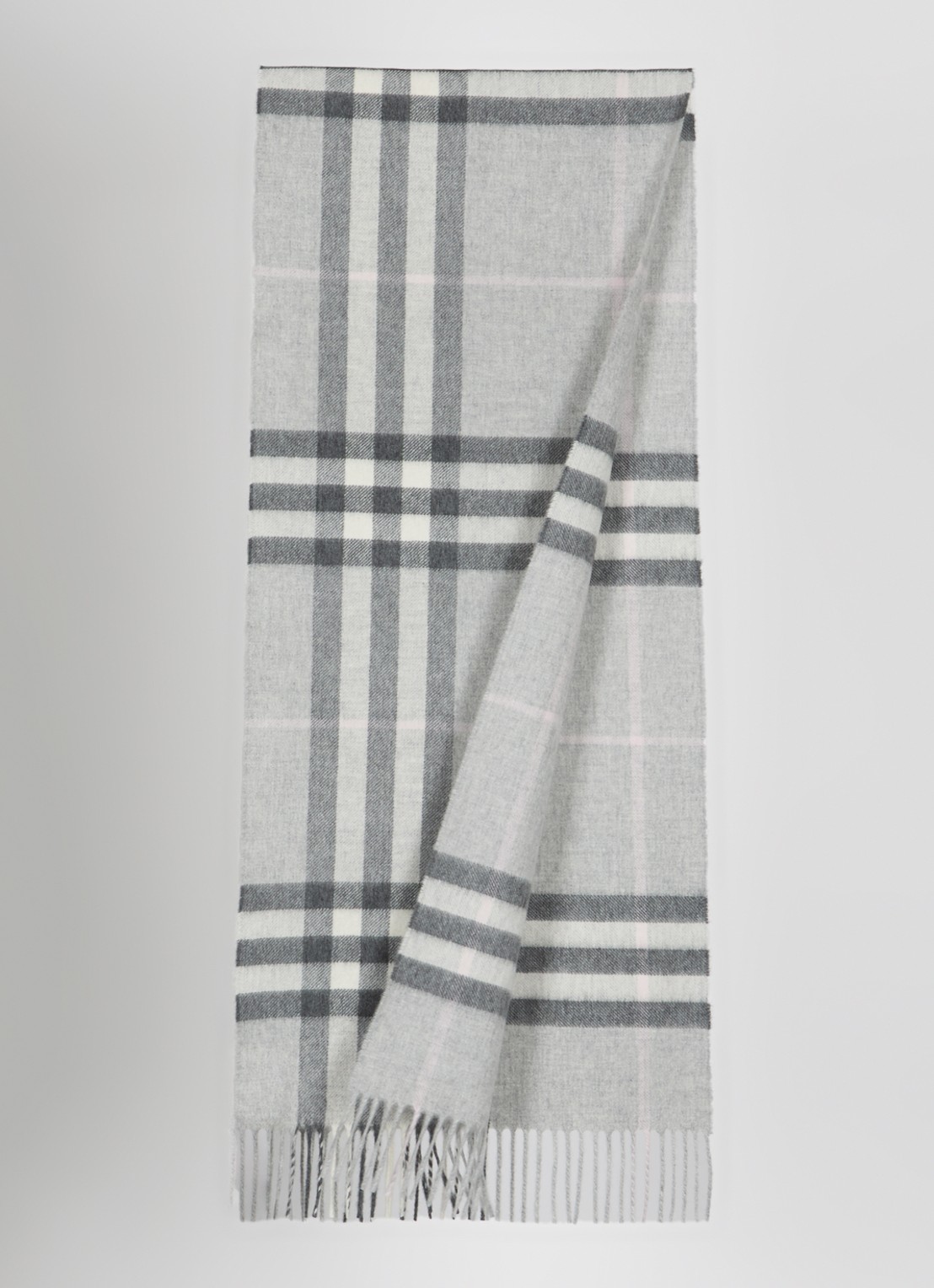 Burberry Sjaal van kasjmier met ruitdessin 170 x 30 cm  - detail grijs
