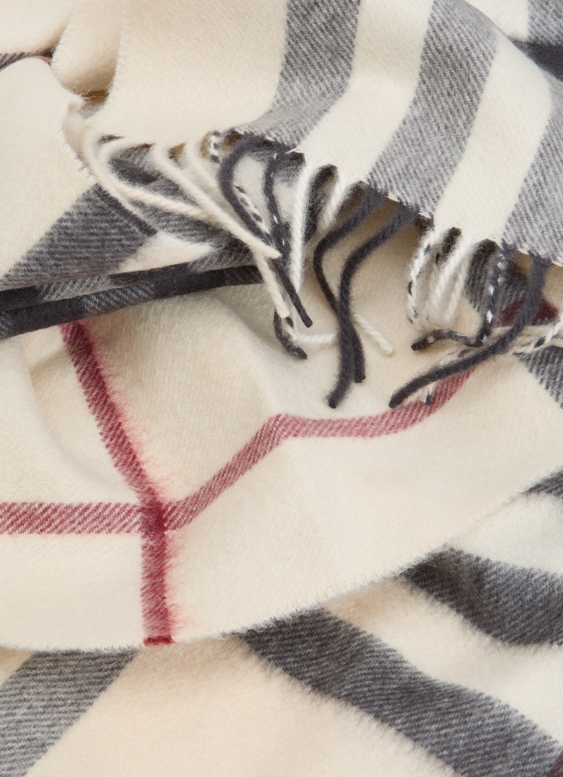 Burberry Sjaal van kasjmier met ruitdessin 170 x 30 cm  - detail 2 creme