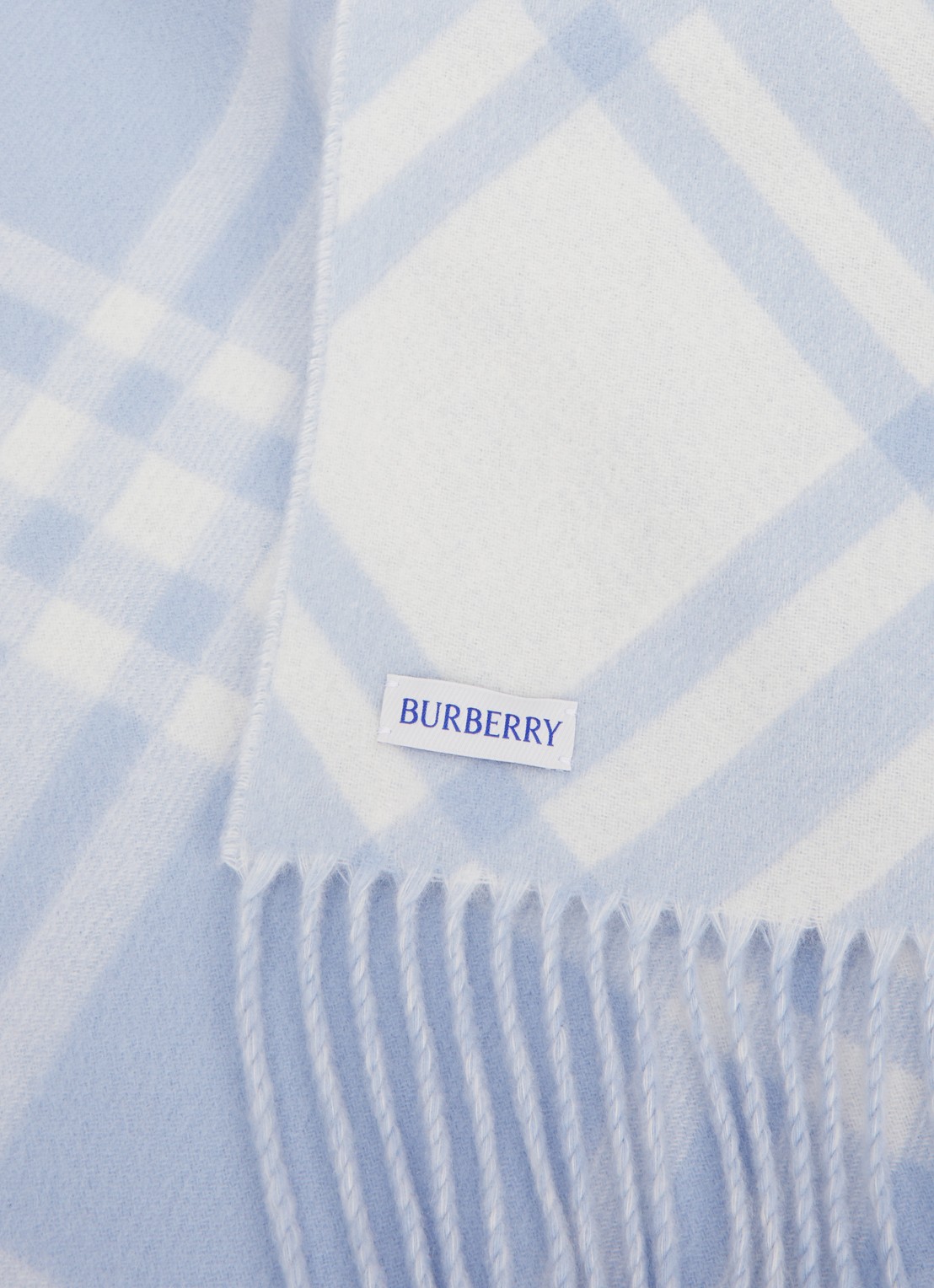 Burberry Sjaal van kasjmier met ruitdessin 30 x 168 cm - detail lichtblauw